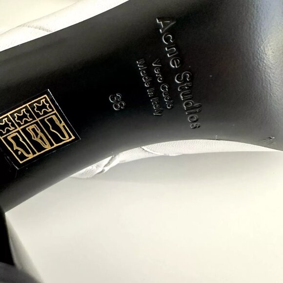 ACNE STUDIOS White Leather Cutout Heel Ankle Boots Size 38 - Picture 10 of 10